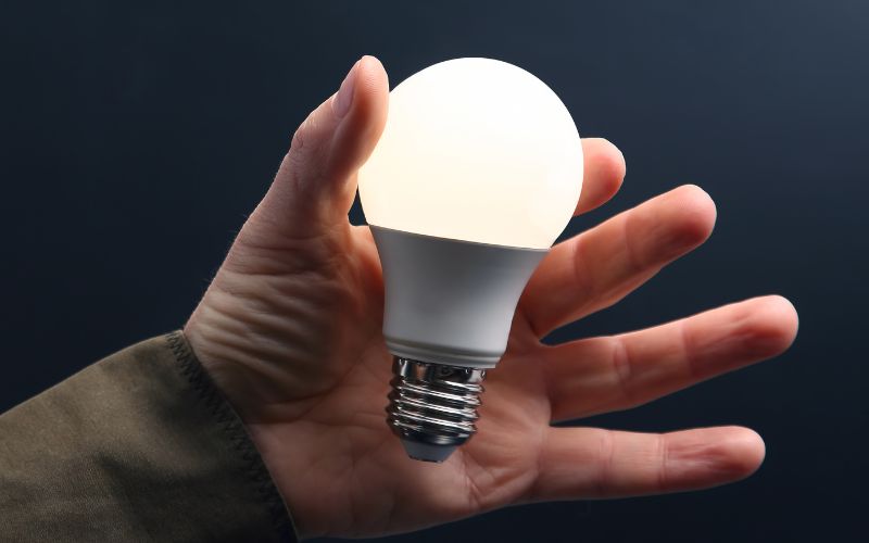 hand holding an LED Lightbulb
