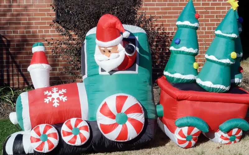 santa train inflatable decor