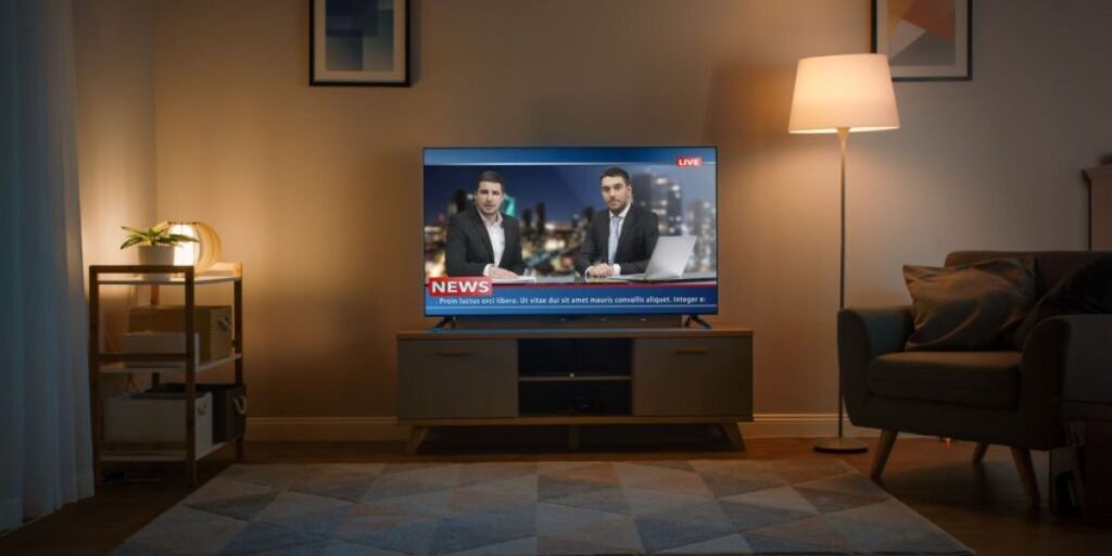 Shot of a TV with Live News Channel