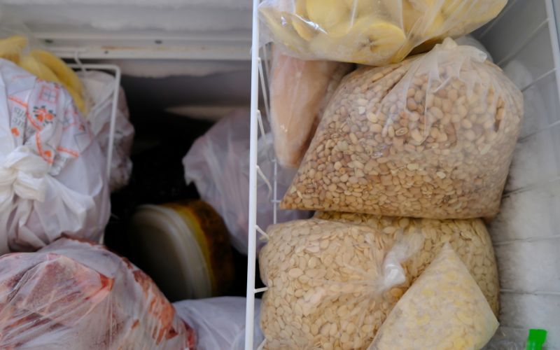foods stored in deep freezer
